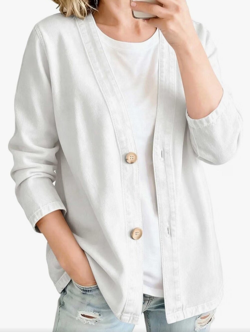 🤍 Women’s Denim Jacket – White | Size 2X